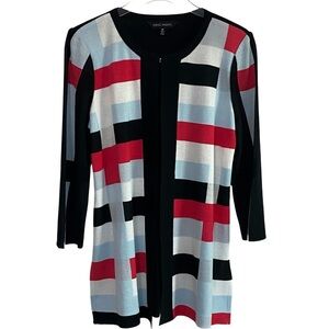 MING WANG - MULTI COLOR JEWEL KNIT OPEN FRONT LONG LINE CARDIGAN - EXC COND - B7